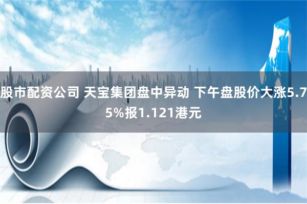 股市配资公司 天宝集团盘中异动 下午盘股价大涨5.75%报1.121港元